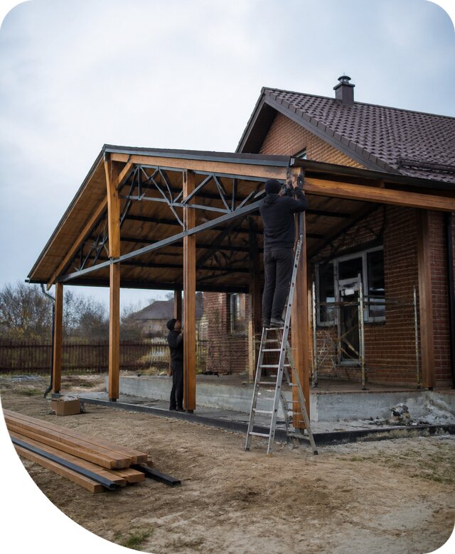 Пристройка навеса к дому и участку в Ухте под ключ